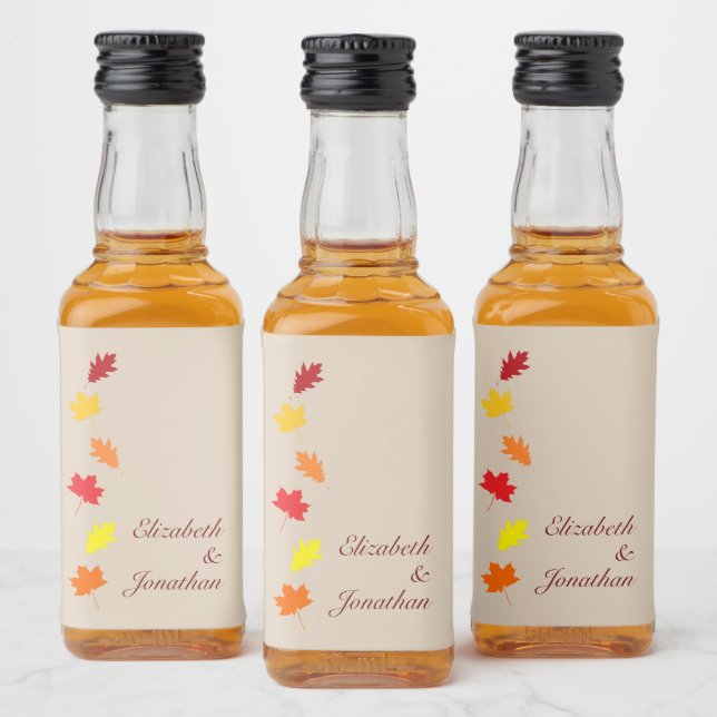 Fall Leaves Wedding Liquor Bottle Label (Bottles)