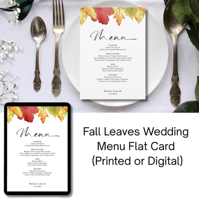 Fall Leaves Wedding Menu Invitation (Creator Uploaded)