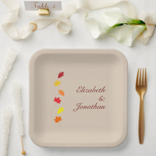 Fall Leaves Wedding Paper Plate
