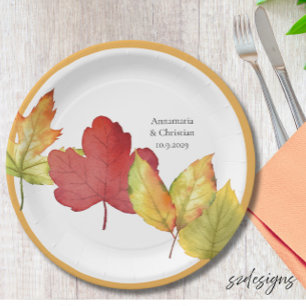 Fall Leaves Wedding Paper Plate