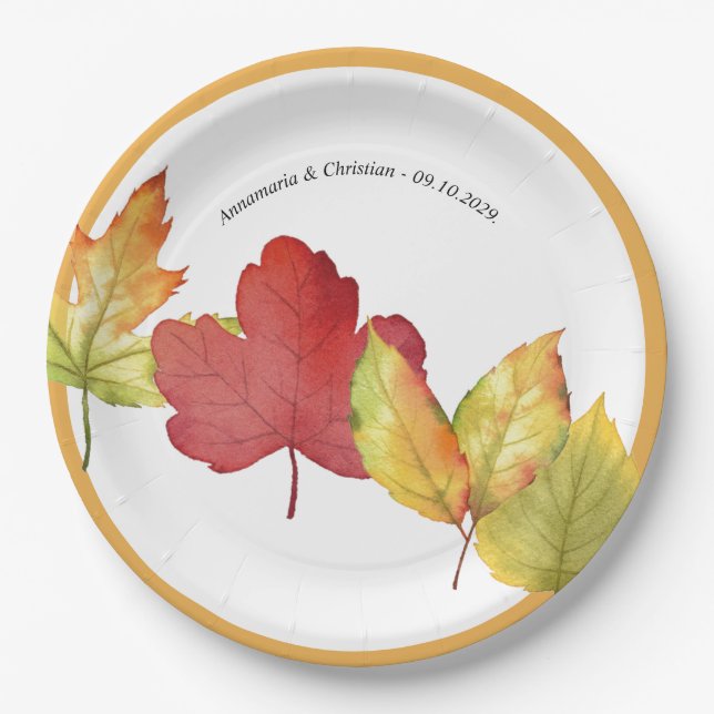 Fall Leaves Wedding  Paper Plate (Front)