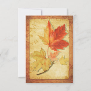 Fall Leaves Wedding Reply Card (RSVP Card) Ver Two