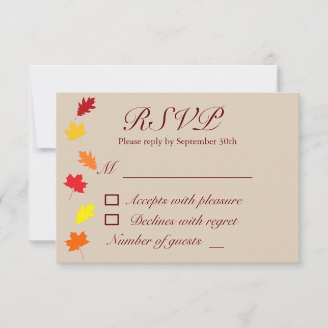 Fall Leaves Wedding RSVP Card (Front)