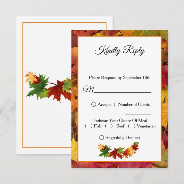 Fall Leaves Wedding RSVP Card (Front/Back)