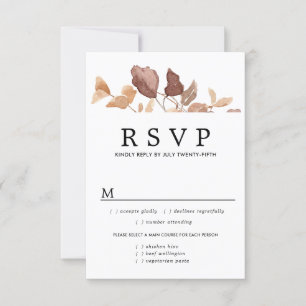 Fall Leaves Wedding RSVP Card, Meal Options