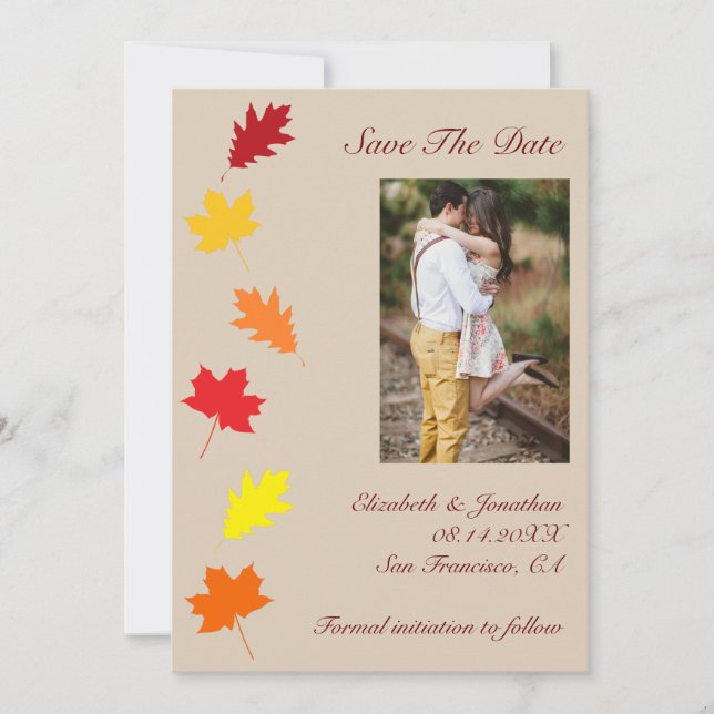 Fall Leaves Wedding Save The Date (Front)