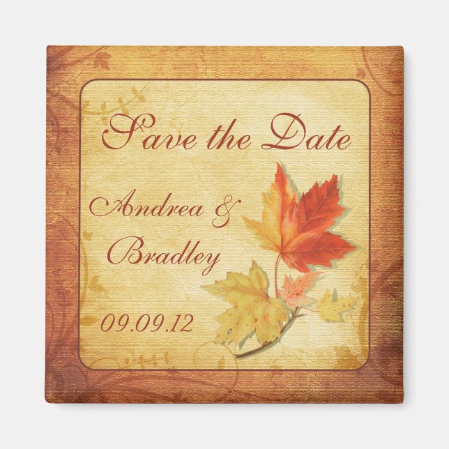 Fall Leaves Wedding Save the Date Magnet (Front)
