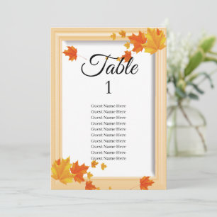 Fall Leaves Wedding Seating Chart Card