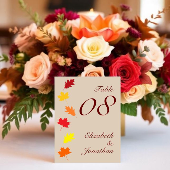 Fall Leaves Wedding Table Number (Creator Uploaded)