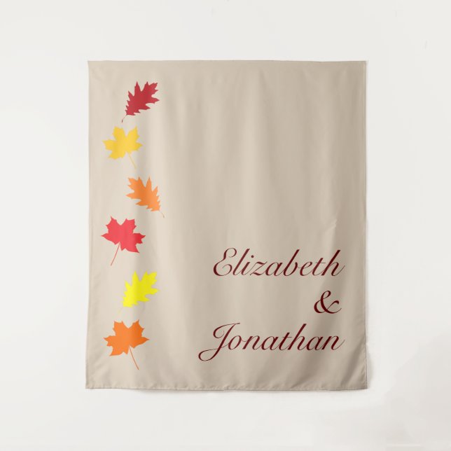 Fall Leaves Wedding Tapestry (Front)
