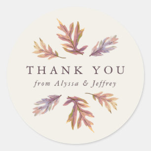 Fall leaves wedding thank you favour classic round sticker