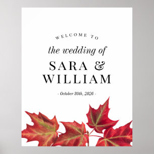 Fall Leaves Wedding Welcome Sign