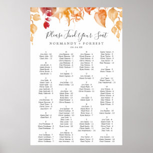 Fall Leaves   White Alphabetical Seating Chart