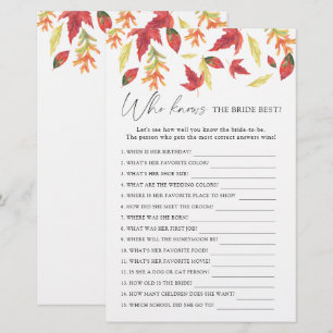 Fall leaves - Who knows the bride best game