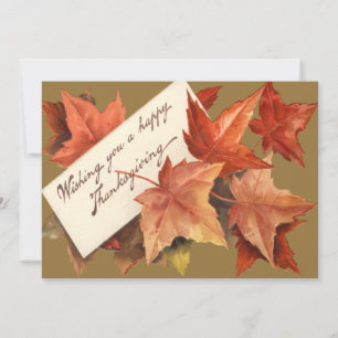 Fall Leaves Wishing You A Happy Thanksgiving Holiday Card