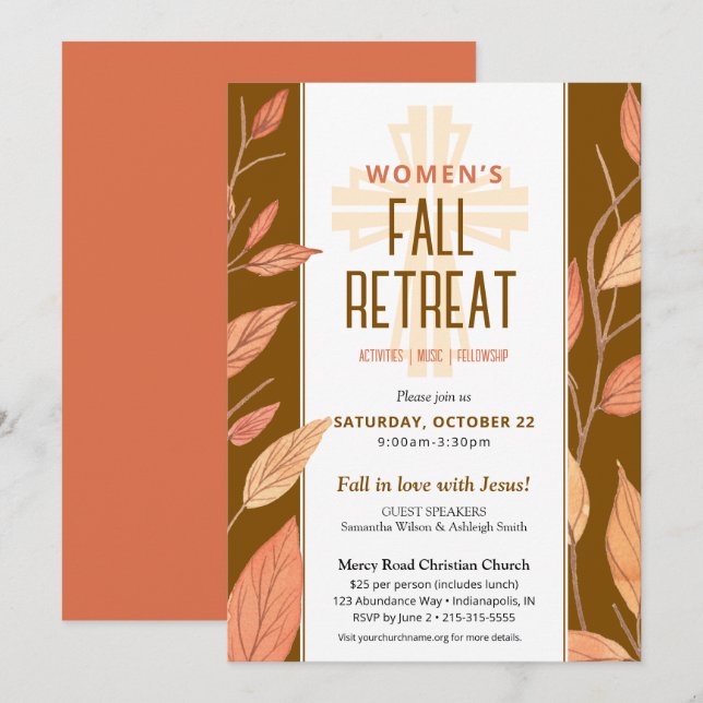 Fall Leaves Women's Church Retreat Invitation (Front/Back)
