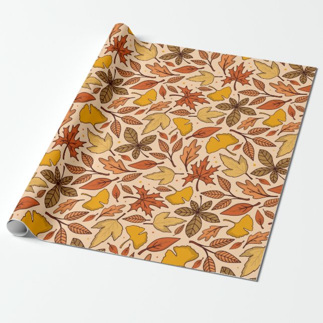 Fall Leaves Wrapping Paper (Unrolled)