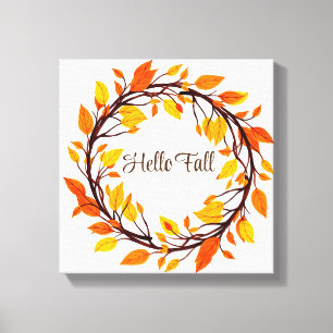 Fall Leaves Wreath Canvas Art