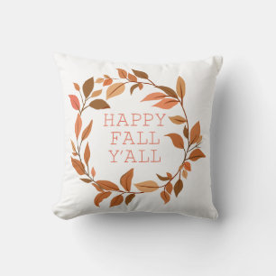 Fall Leaves Wreath Happy Fall Thanksgiving Cushion