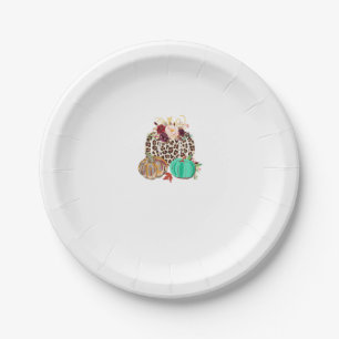 Fall Leopard Cheetah Pumpkin Rustic Halloween Than Paper Plate
