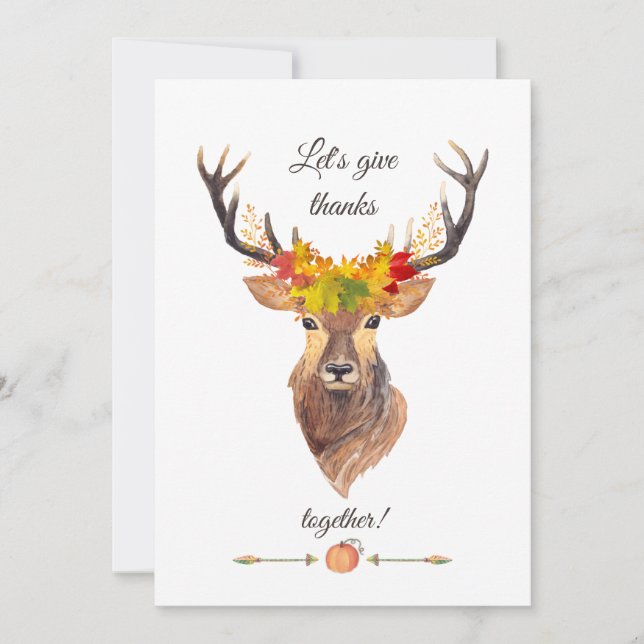 Fall Let's give Thanks Thanksgiving Dinner Invitation (Front)