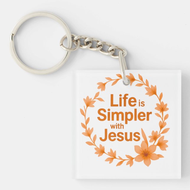 Fall Life Is Simpler With Jesus Acrylic Keychain (Front)