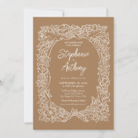 Fall Light Brown Rose & Love Bird Border Wedding