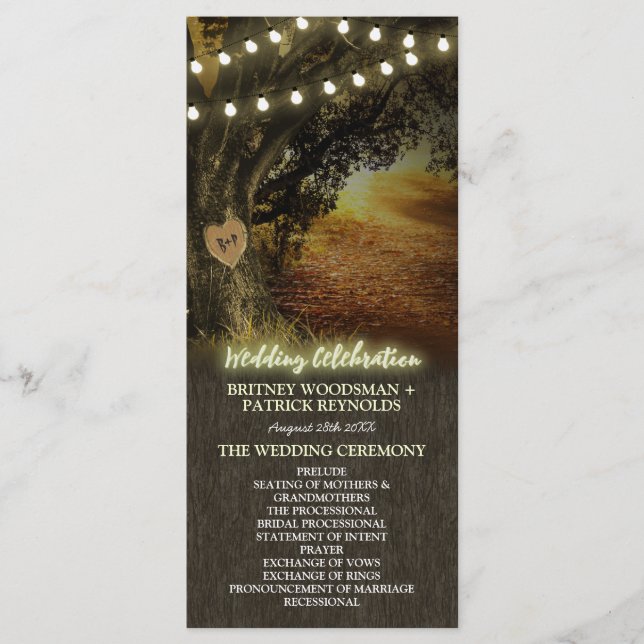 Fall Lights Oak Tree Wedding Ceremony Programs Programme (Front)