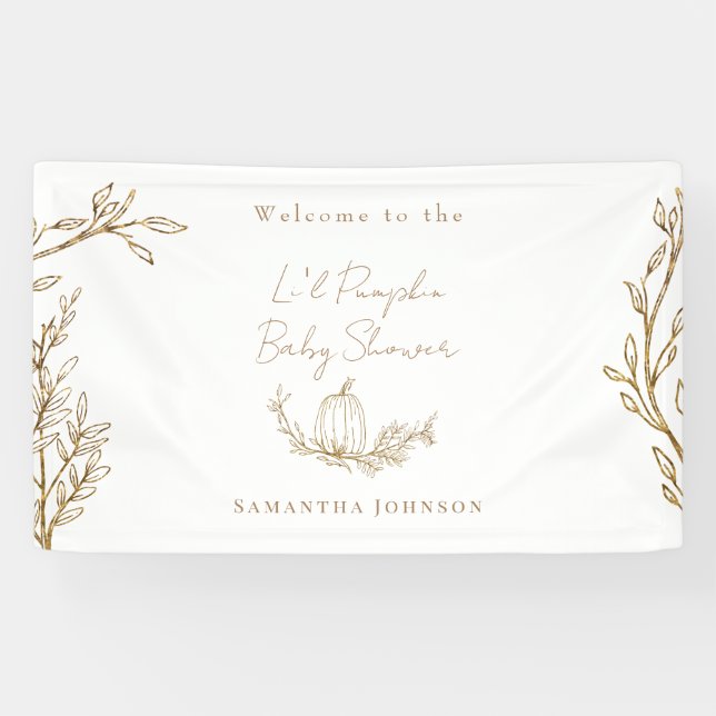 Fall Li'l Pumpkin Baby Shower Banner (Horizontal)