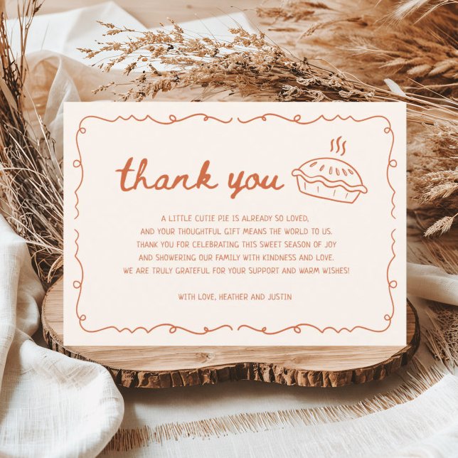 Fall Little Cutie Pie Baby Shower  Thank You Card (Creator Uploaded)