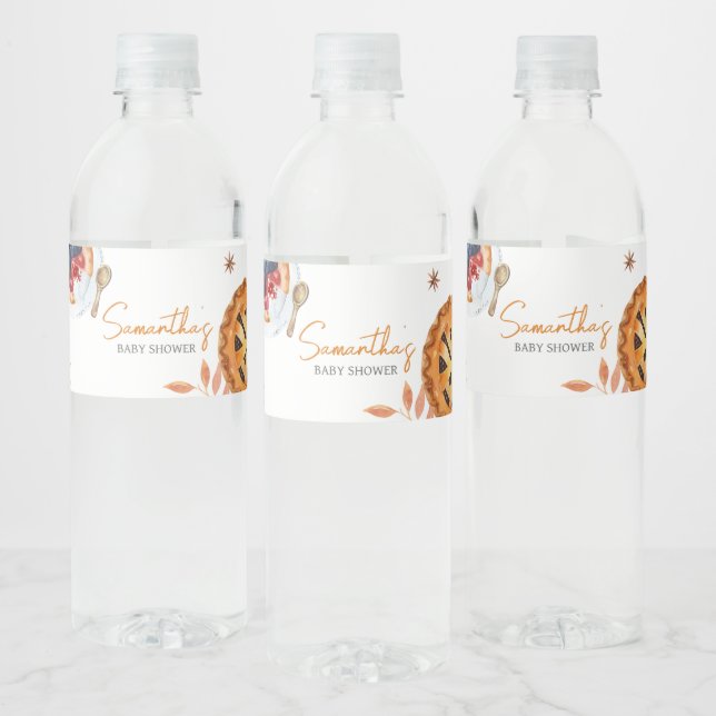 Fall Little Cutie Pie Baby Shower Water Bottle Label (Bottles)