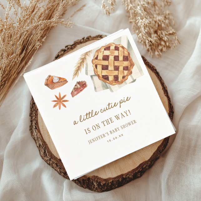 Fall Little Cutie Pie Is On The Way Baby Shower Napkin (Creator Uploaded)