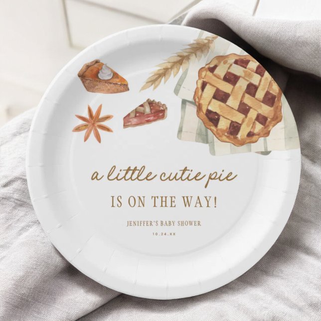 Fall Little Cutie Pie Is On The Way Baby Shower Paper Plate (Creator Uploaded)