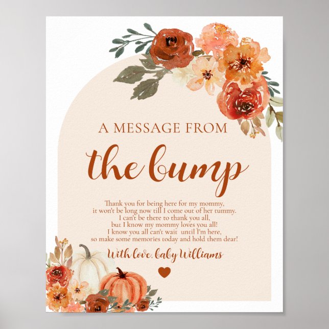 Fall Little Pumpkin A Message From The Bump Sign (Front)