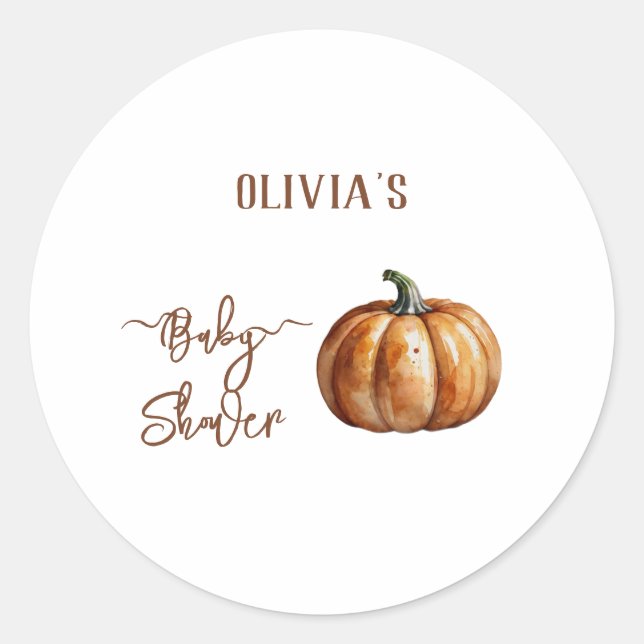 Fall Little Pumpkin Baby Shower Classic Round Sticker (Front)