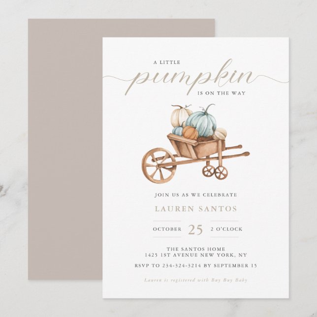 Fall - Little Pumpkin Baby Shower | Invitation (Front/Back)