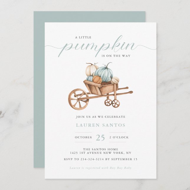 Fall - Little Pumpkin Baby Shower | Invitation (Front/Back)