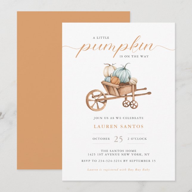 Fall - Little Pumpkin Baby Shower | Invitation (Front/Back)
