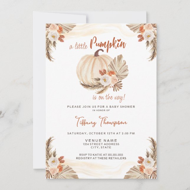 Fall Little Pumpkin Baby Shower Invitation (Front)