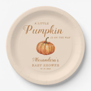 Fall Little Pumpkin Baby Shower Paper Plate