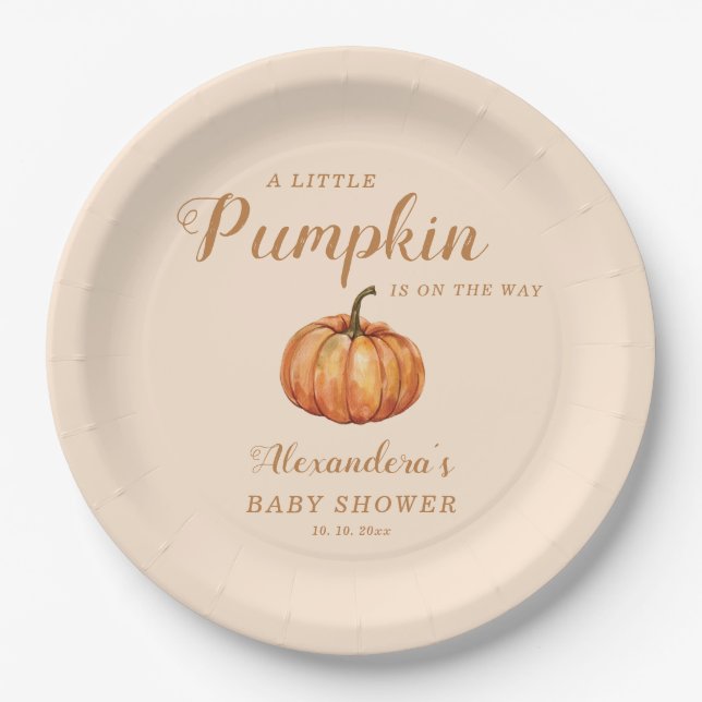 Fall Little Pumpkin Baby Shower Paper Plate (Front)
