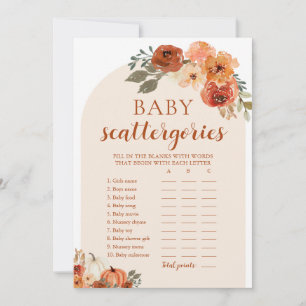 Fall Little Pumpkin Baby Shower Scattegories Game Invitation