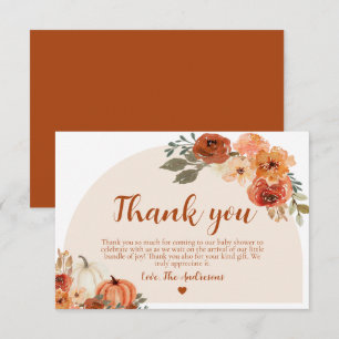 Fall Little Pumpkin Baby Shower Thank You Card