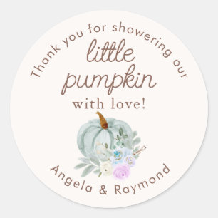 Fall Little Pumpkin Baby Shower Thank You Classic Round Sticker