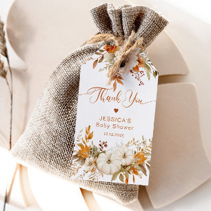 Fall little pumpkin baby shower thank you gift tags
