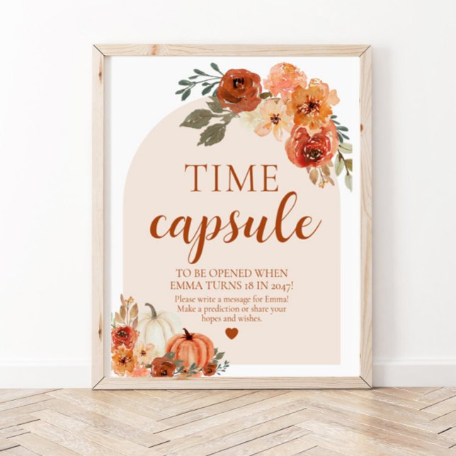 Fall Little Pumpkin Baby Shower Time Capsule Sign (Creator Uploaded)