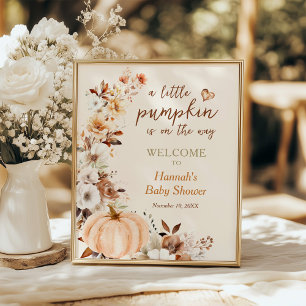 Fall Little Pumpkin Baby Shower Welcome Sign