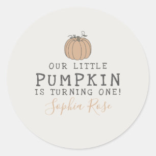 Fall Little Pumpkin birthday party favour  Classic Round Sticker