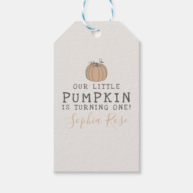 Fall Little Pumpkin birthday party favour Gift Tag (Front)
