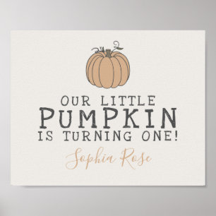 Fall Little Pumpkin birthday party signage Poster